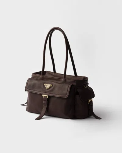 Prada Explore Medium Nappa Leather Tote Bag In Brown