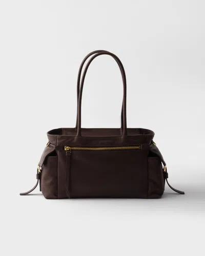 Prada Explore Medium Nappa Leather Tote Bag In Brown
