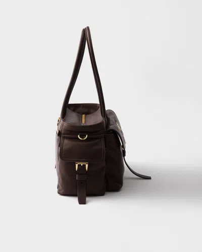 Prada Explore Medium Nappa Leather Tote Bag In Brown