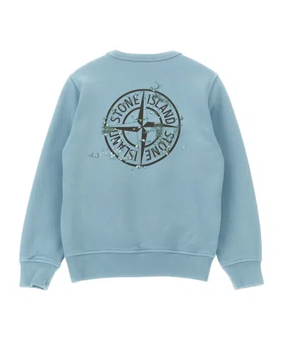 Stone Island Front And Back Print Sweatshirt In Blue