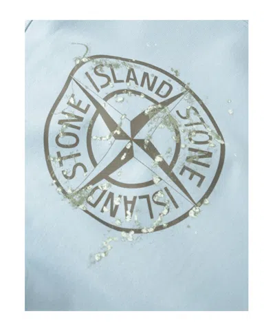 Stone Island Front And Back Print Sweatshirt In Blue
