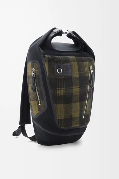 Loewe Flex Roll-top Backpack In Canvas And Brushed Suede For Man In Multi