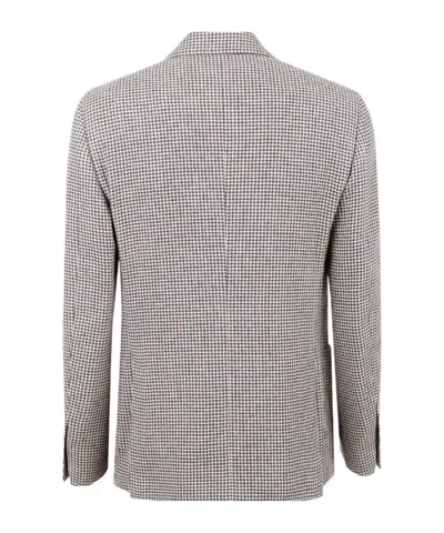 Lardini Double Breasted Blazer Houndstooth Pattern Buttons In Gray