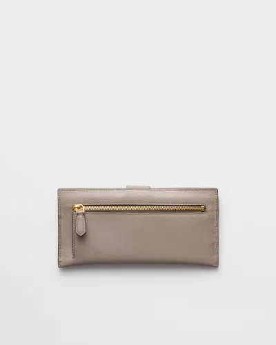 Prada Snap Triangle-logo Leather Wallet In Brown