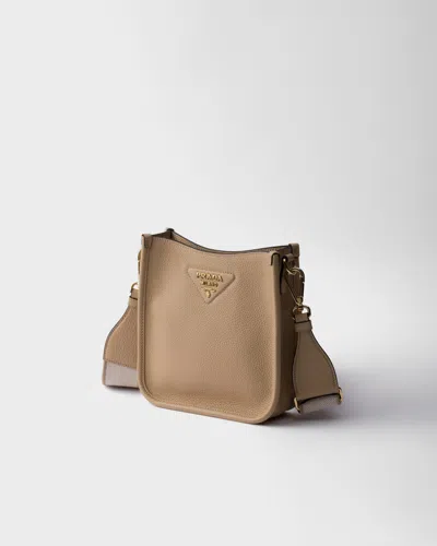 Prada Mini Leather Shoulder Bag In Brown