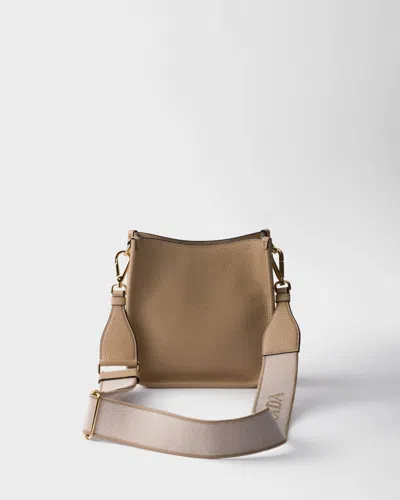 Prada Mini Leather Shoulder Bag In Brown