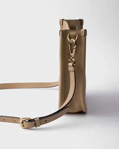 Prada Mini Leather Shoulder Bag In Brown