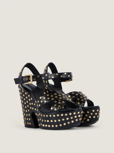 Givenchy Clog Platform Sandals In Leather With Studs In Black