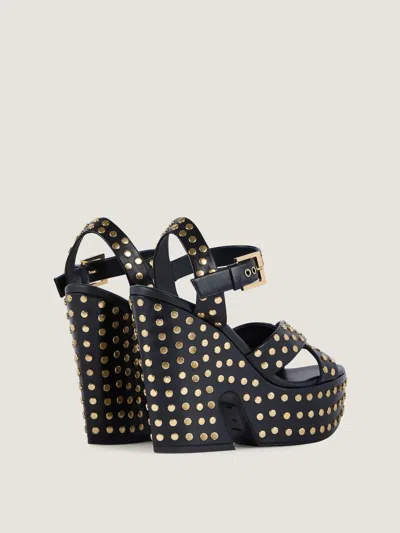 Givenchy Clog Platform Sandals In Leather With Studs In Black