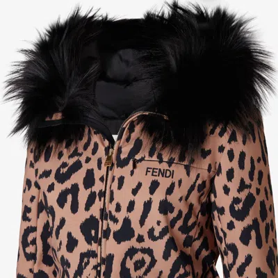 Fendi Ski Jacket Technical Fabric Down Jacket In Brown
