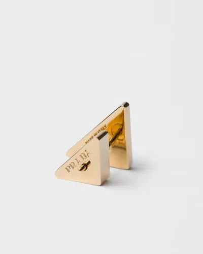 Prada Emailierte Metallohrringe In Gold