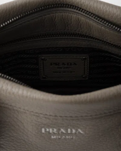 Prada Large Leather Tote Bag In Gray
