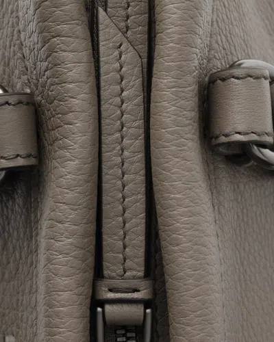 Prada Large Leather Tote Bag In Gray