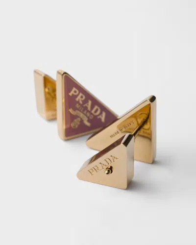 Prada Enameled Metal Earrings In Gold