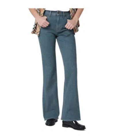 Burberry Logo Patch Bootcut Jeans In Blue