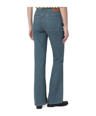 Burberry Logo Patch Bootcut Jeans In Blue