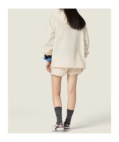Miu Miu Technical Fabric Shorts In Neutral