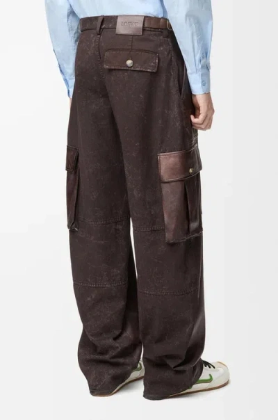 Loewe Mens Brown Wide-leg Side-pocket Leather Cargo Trousers In Brown