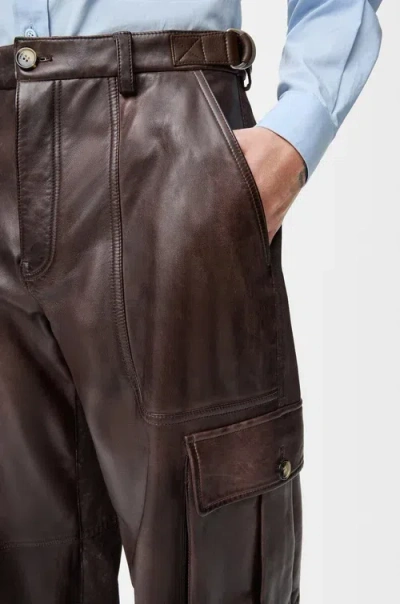 Loewe Mens Brown Wide-leg Side-pocket Leather Cargo Trousers In Brown