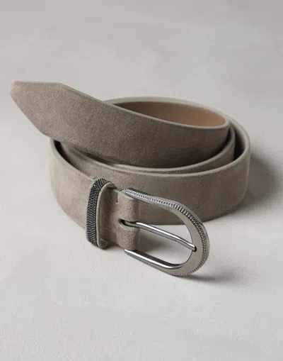Brunello Cucinelli Leather Belt In Gray