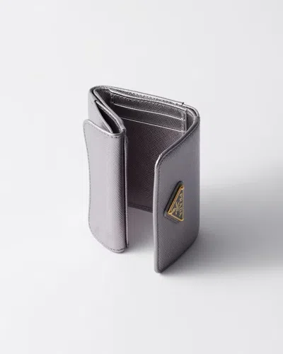 Prada Small Leather Wallet In Orange