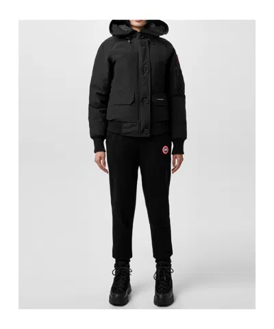 Canada Goose Logo Patch Down Jacket In Black