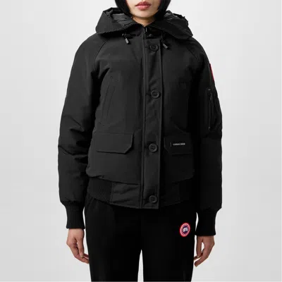 Canada Goose Logo Patch Down Jacket In Black