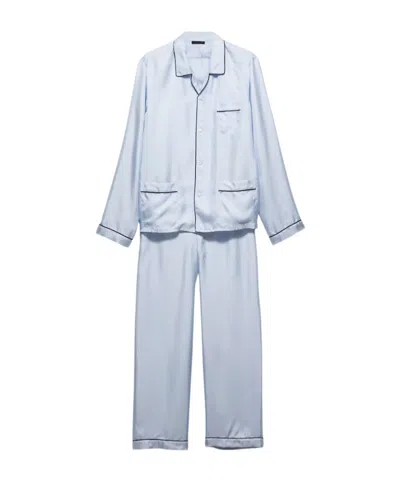 Prada Silk Twill Pajamas In Blue