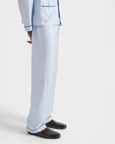 Prada Silk Twill Pajamas In Blue
