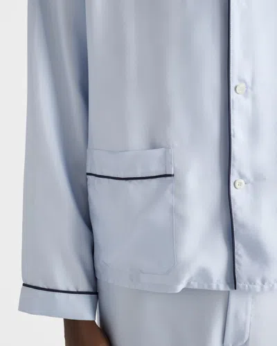 Prada Silk Twill Pajamas In Blue