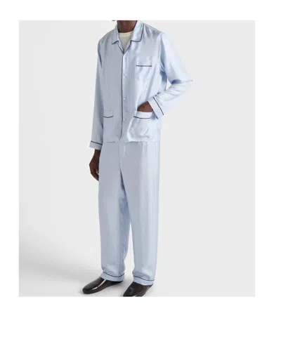 Prada Silk Twill Pajamas In Blue