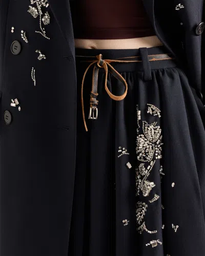Prada Embroidered Rush Stitch Midi-skirt In Blue