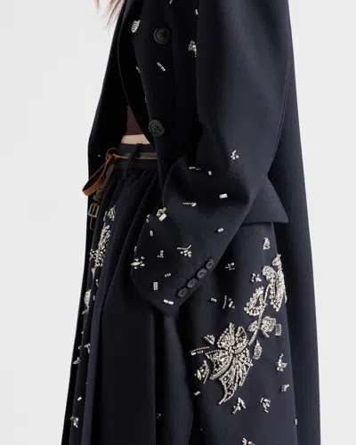 Prada Embroidered Rush Stitch Midi-skirt In Blue