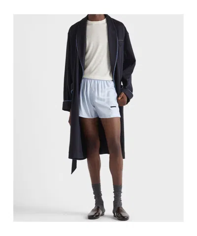 Prada Silk Boxer Shorts In Blue