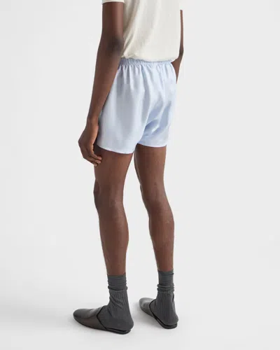 Prada Silk Boxer Shorts In Blue