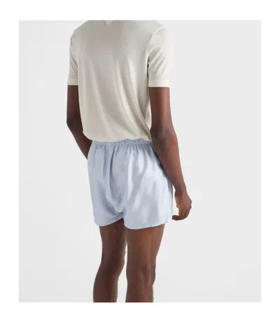 Prada Silk Boxer Shorts In Blue
