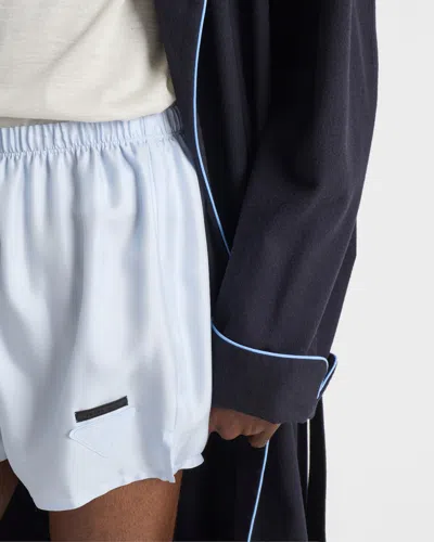 Prada Silk Boxer Shorts In Blue