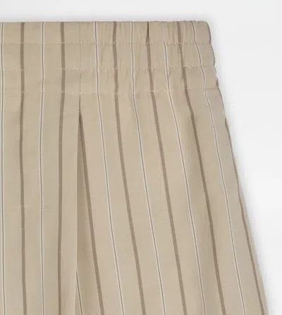 Tod's Short In Striped Silk In Brown