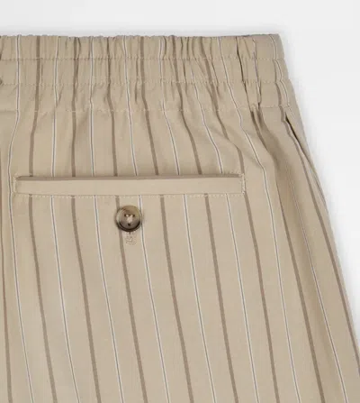 Tod's Short In Striped Silk In Brown