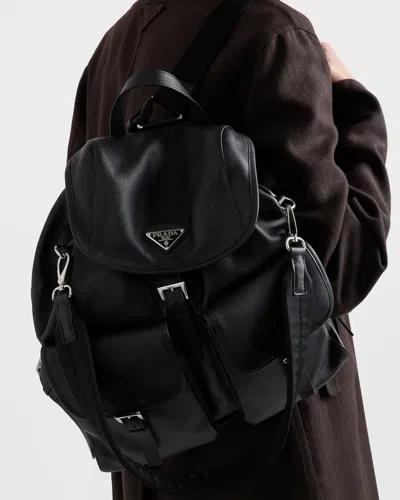 Prada Leather Backpack In Red