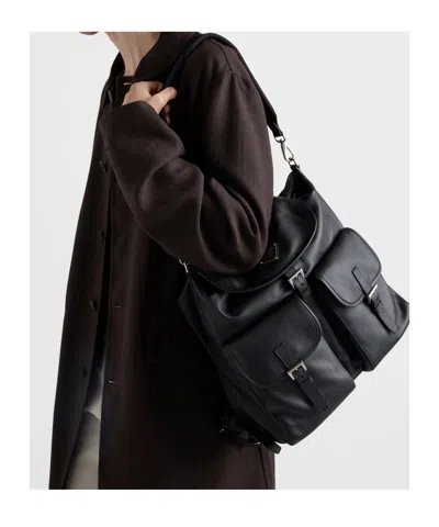Prada Leather Backpack In Red