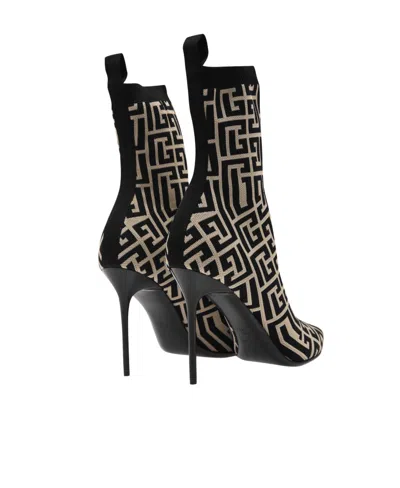 Balmain Logo High-heeled Boots In Multi