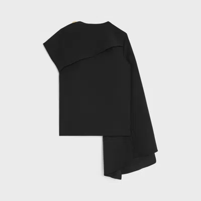 Celine Draped Top In Wool Silk In Black