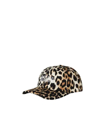 Ganni Brimmed Hat Leopard Print In Brown