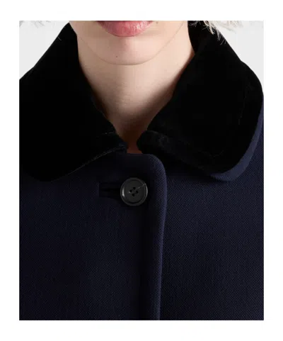 Prada Detachable Collar Single-breasted Coat In Blue