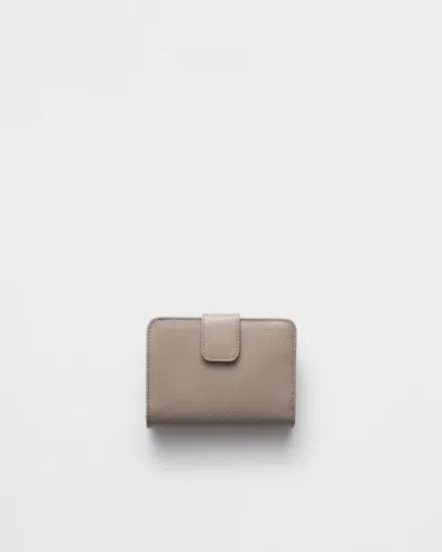 Prada Small Triangle-logo Zip Wallet In Brown