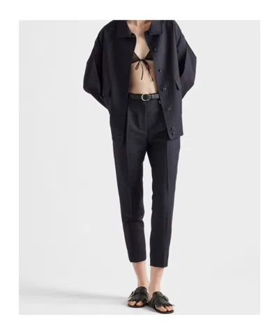 Prada Kid Mohair Pants In Black