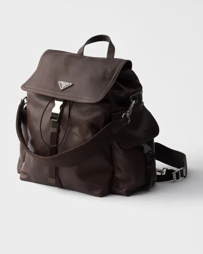 Prada Explore Leather Backpack In Brown