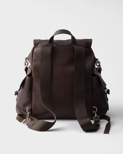 Prada Explore Leather Backpack In Brown