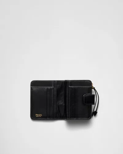 Prada Small Leather Wallet In Black